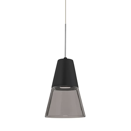 Besa Lighting Timo 6 Cord Pendant, Smoke/Black, Satin Nickel Finish, 1x9W LED 1XT-TIMO6BS-LED-SN